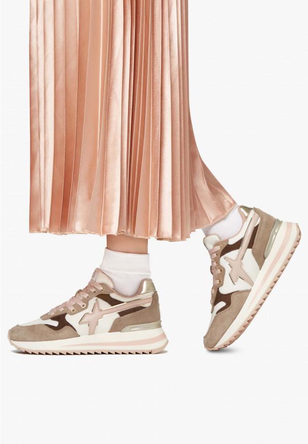 W6yz Sneakers in tessuto tecnico e suede Rosa-Beige -YAK-W Soddisfazione Garantita