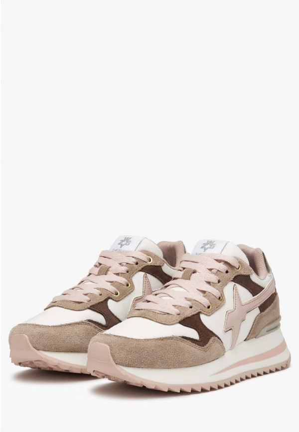 W6yz Sneakers in tessuto tecnico e suede Rosa-Beige -YAK-W Soddisfazione Garantita