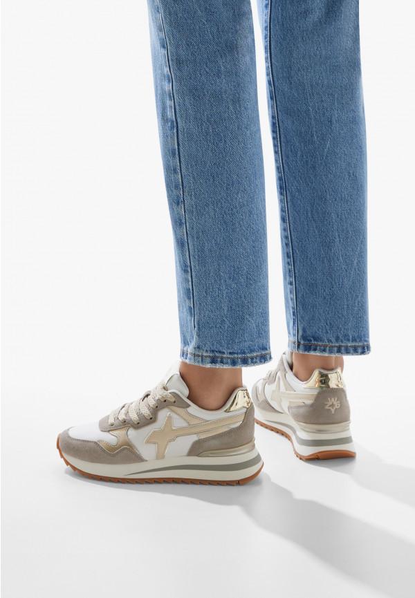W6yz Sneakers in tessuto tecnico e suede Platino -YAK-W Qualità Garantita
