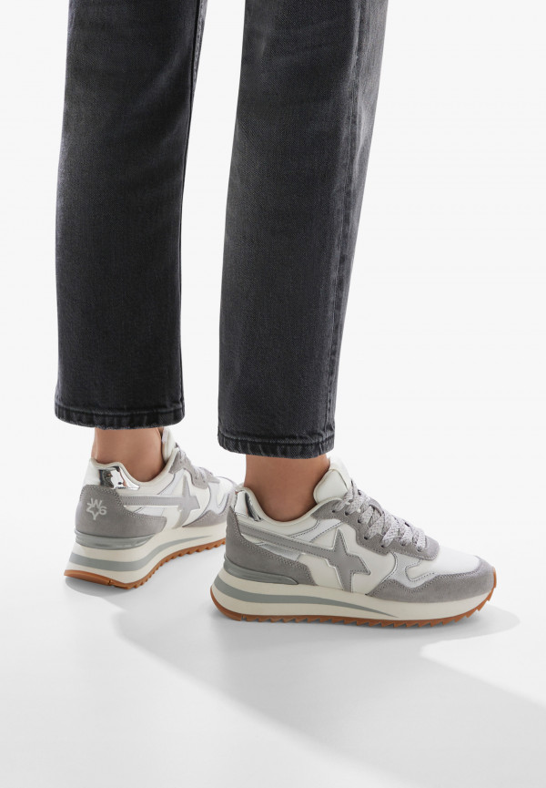 W6yz Sneakers in tessuto tecnico e suede Bianco-Grigio -YAK-W Consegna Veloce