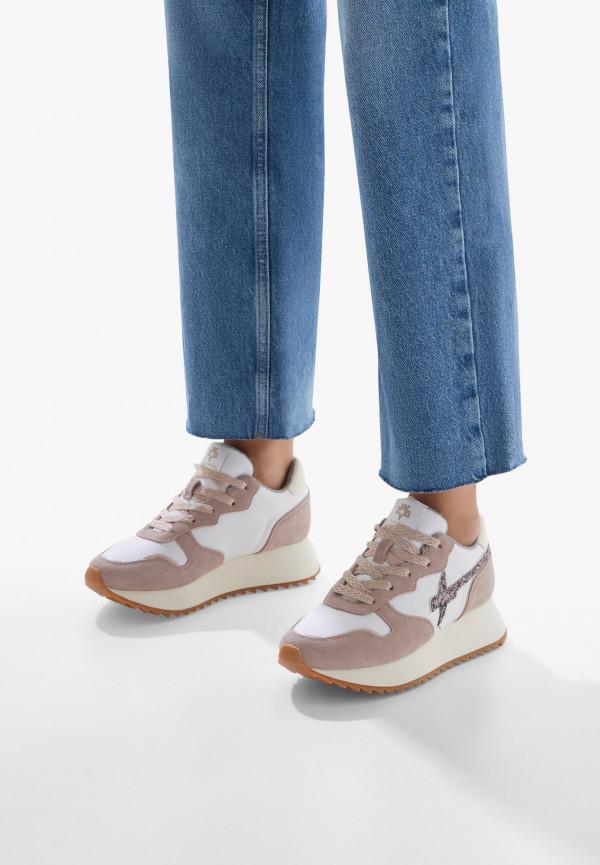 W6yz Sneakers in suede e tessuto tecnico Bianco-Rosa -JET-W Affare Del Giorno