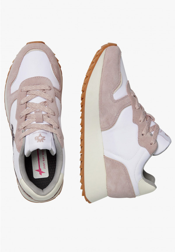 W6yz Sneakers in suede e tessuto tecnico Bianco-Rosa -JET-W Affare Del Giorno