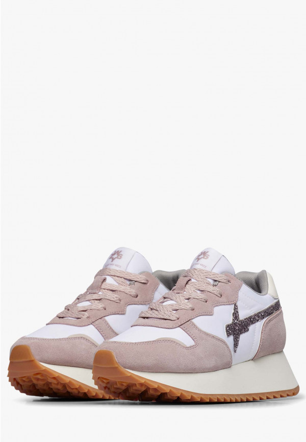 W6yz Sneakers in suede e tessuto tecnico Bianco-Rosa -JET-W Affare Del Giorno