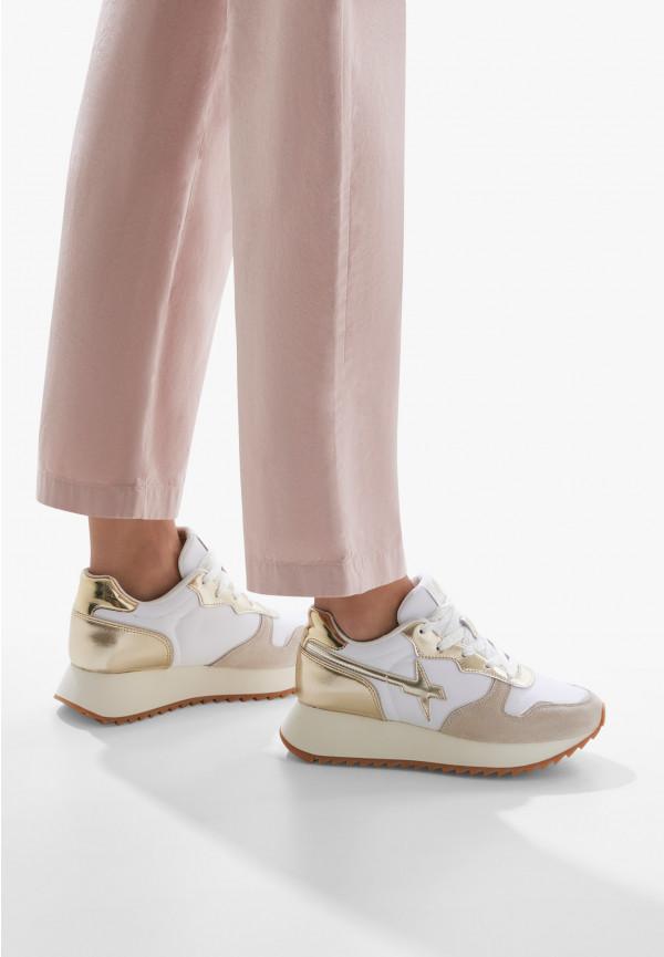 W6yz Sneakers in suede e tessuto tecnico Bianco-Platino -JET-W Prezzo Ridotto