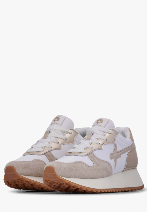W6yz Sneakers in suede e tessuto tecnico Bianco-Platino -JET-W Prezzo Ridotto