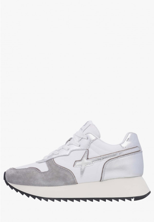 W6yz Sneakers in suede e tessuto tecnico Bianco-Argento -JET-W Sottocosto
