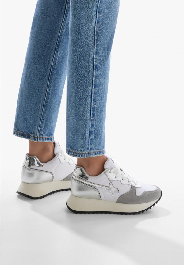 W6yz Sneakers in suede e tessuto tecnico Bianco-Argento -JET-W Sottocosto