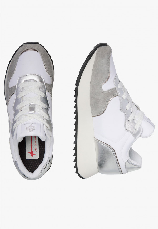 W6yz Sneakers in suede e tessuto tecnico Bianco-Argento -JET-W Sottocosto