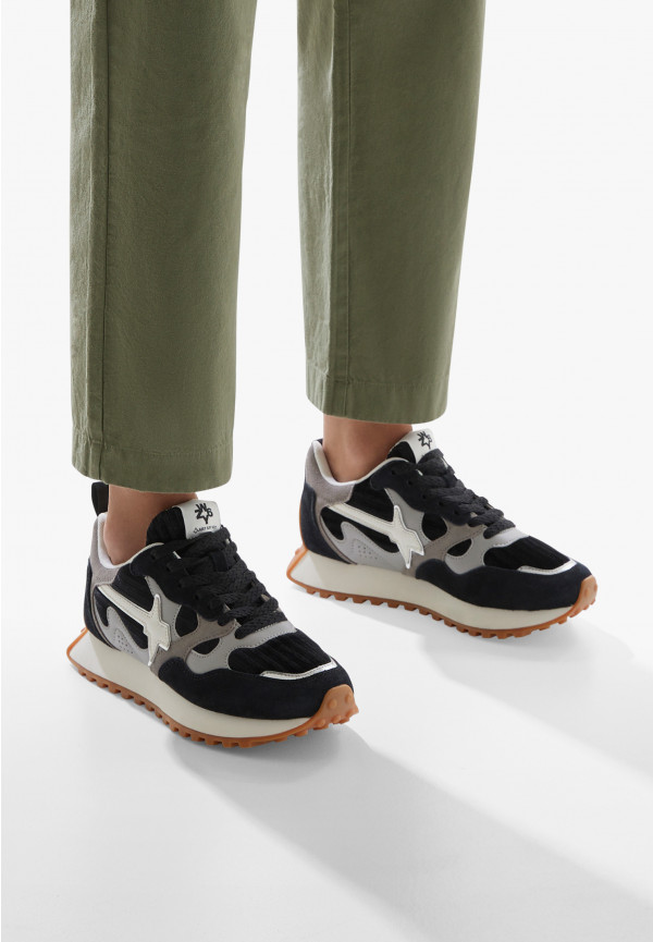 W6yz Sneakers in suede e tessuto tecnico Nero -LOOP-W Convenienza