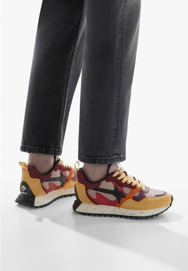 W6yz Sneakers in suede e tessuto tecnico Rosso -LOOP-W Novità