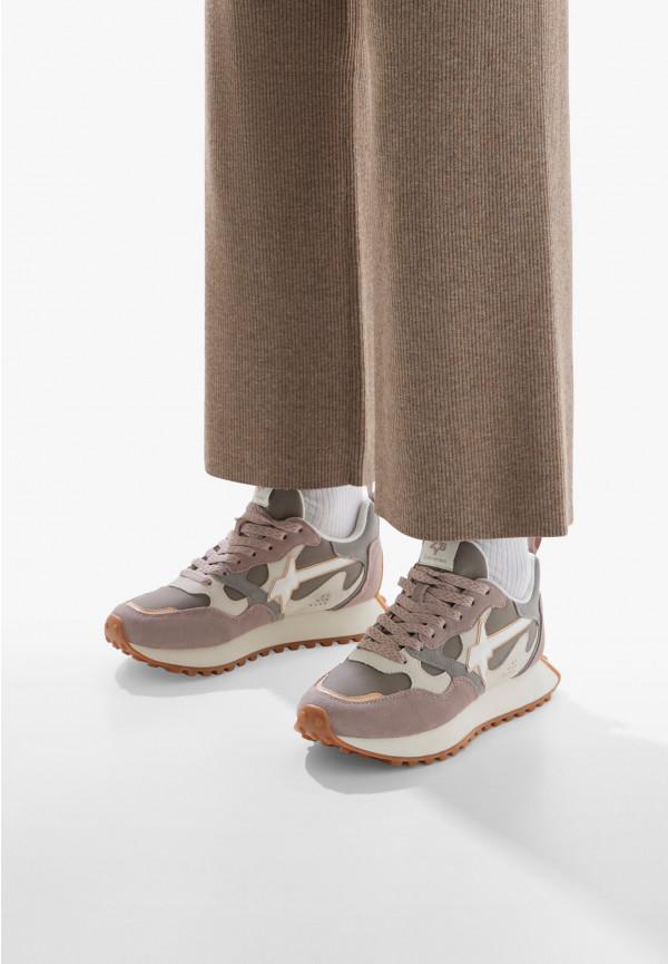 W6yz Sneakers in suede e tessuto tecnico Bianco-Grigio -LOOP-W Presa