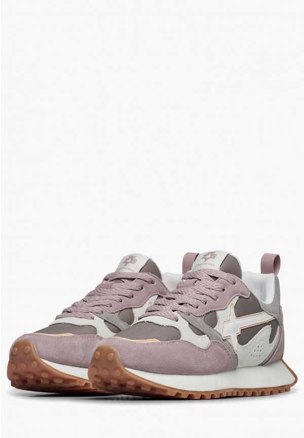 W6yz Sneakers in suede e tessuto tecnico Bianco-Grigio -LOOP-W Presa
