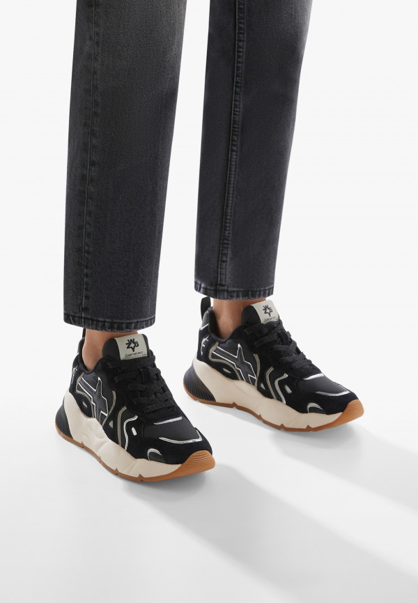 W6yz Sneakers in suede e tessuto tecnico Nero -SARAH-W Sconto