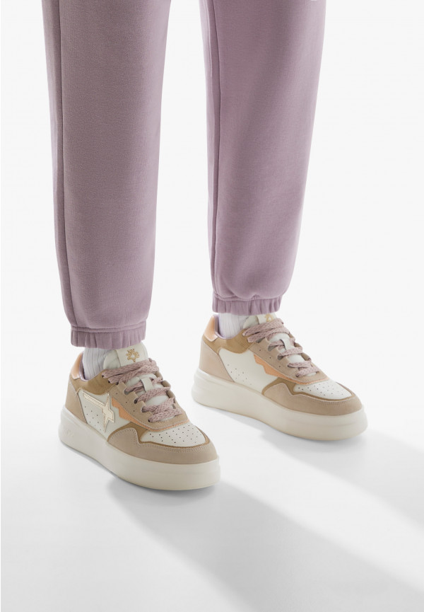 W6yz Sneaker in pelle e suede Bianco panna -XENIA W Economico