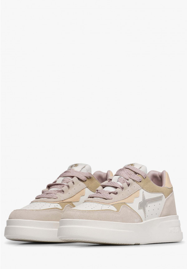 W6yz Sneaker in pelle e suede Bianco panna -XENIA W Economico