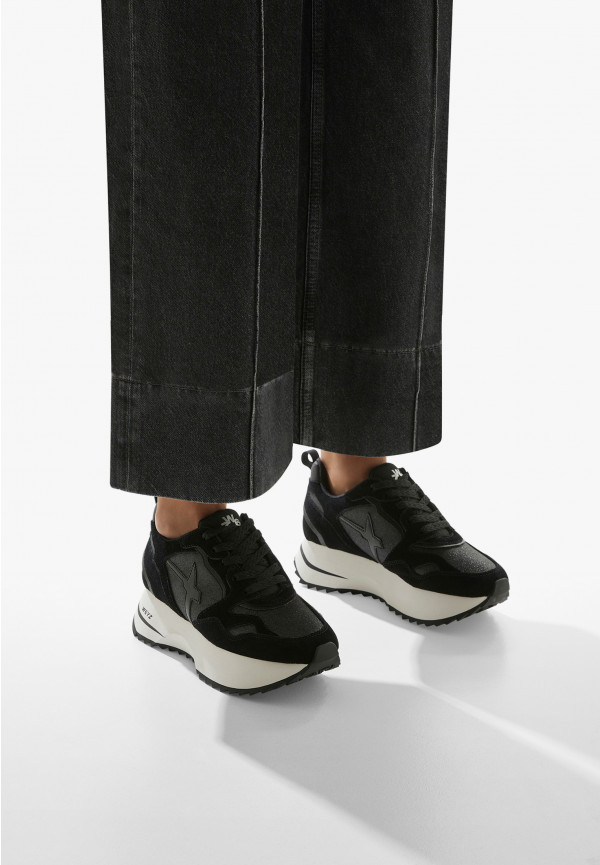W6yz Sneakers in suede e tessuto tecnico con glitter Nero -ANNY 2 W In Vendita