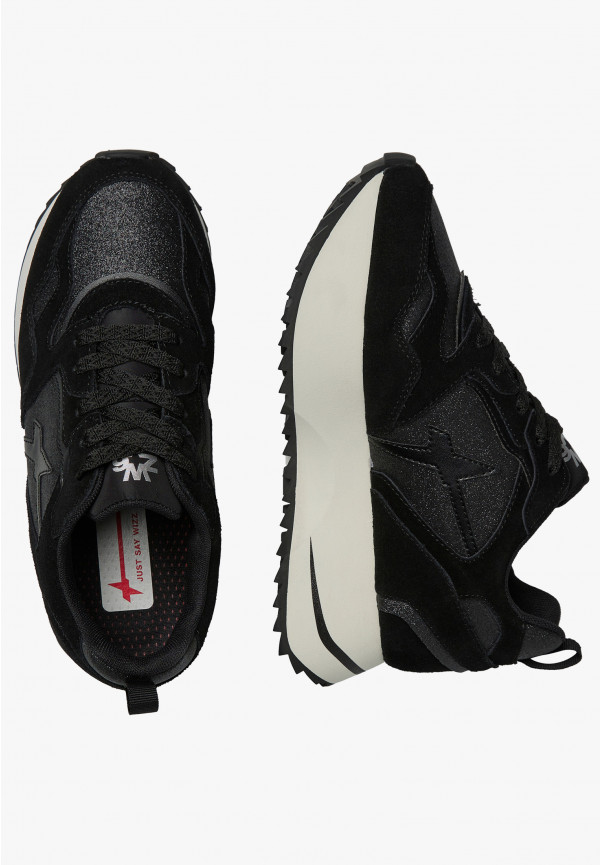 W6yz Sneakers in suede e tessuto tecnico con glitter Nero -ANNY 2 W In Vendita