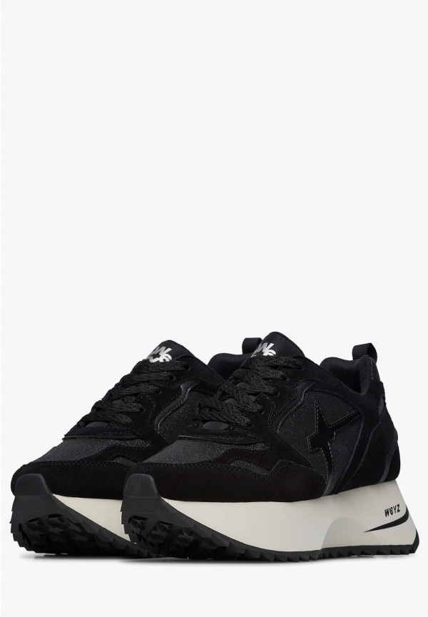 W6yz Sneakers in suede e tessuto tecnico con glitter Nero -ANNY 2 W In Vendita