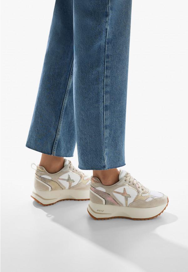W6yz Sneakers in suede e tessuto tecnico Bianco-Beige -ANNY 2 W Offerte