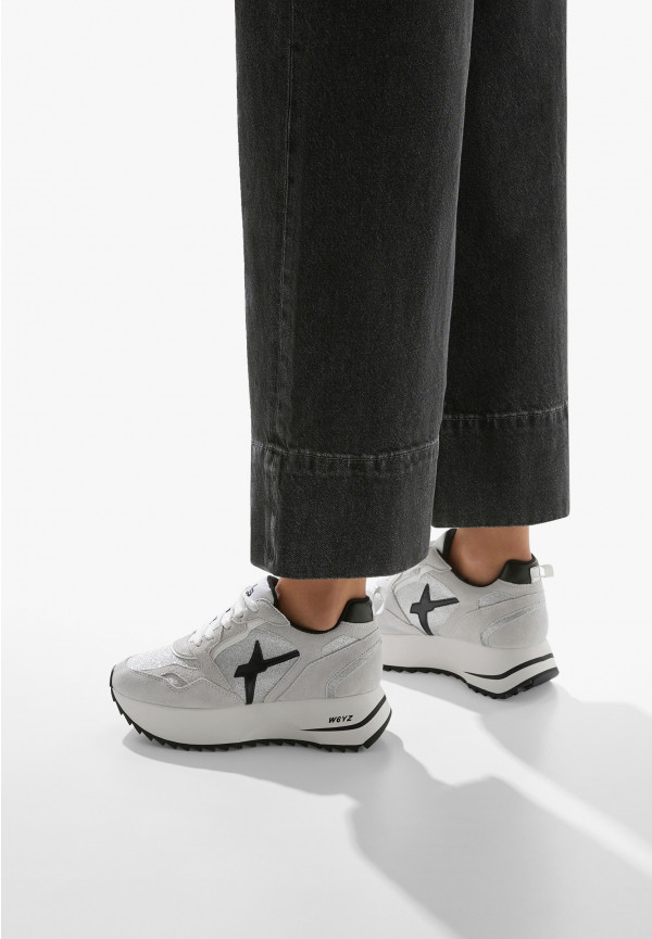 W6yz Sneakers in suede e tessuto tecnico con glitter Argento -ANNY 2 W Hotsell