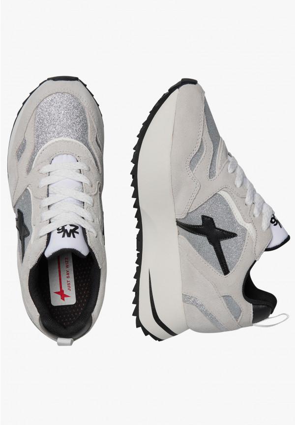 W6yz Sneakers in suede e tessuto tecnico con glitter Argento -ANNY 2 W Hotsell