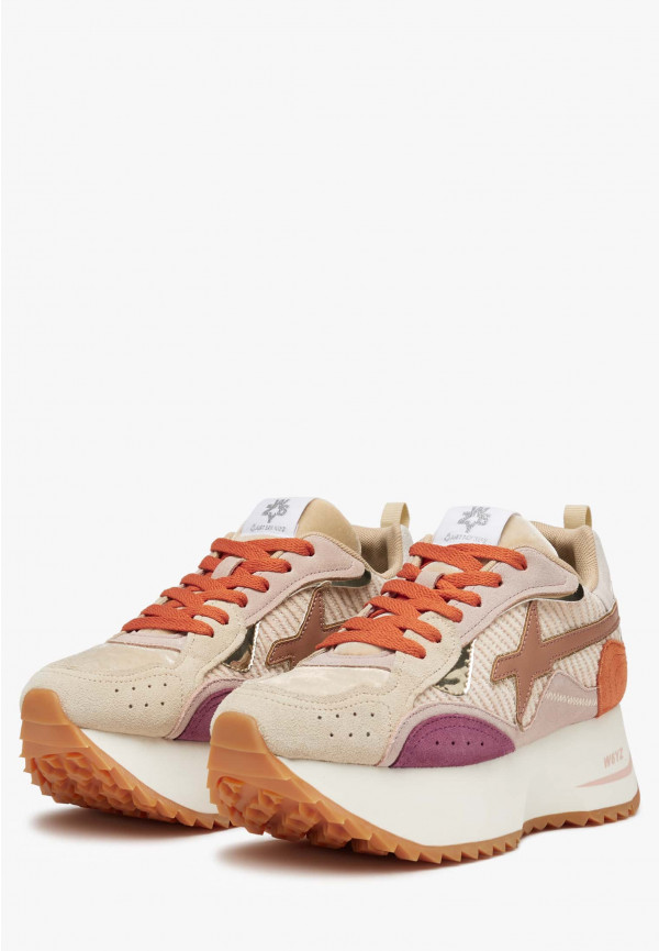 W6yz Sneakers in tessuto tecnico e suede Rosa -ANNY W In vendita