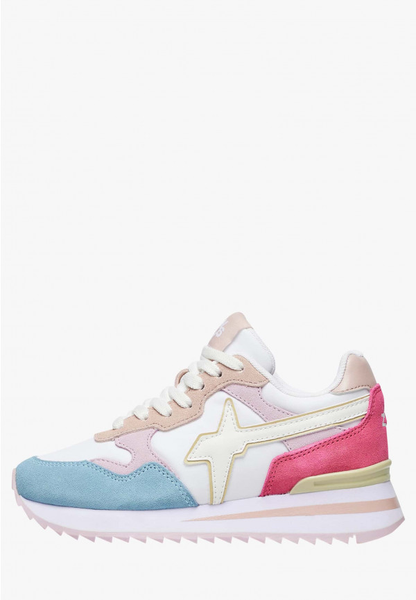 W6yz Sneakers in suede e tessuto tecnico Bianco-Rosa -YAK-J Vendite Flash