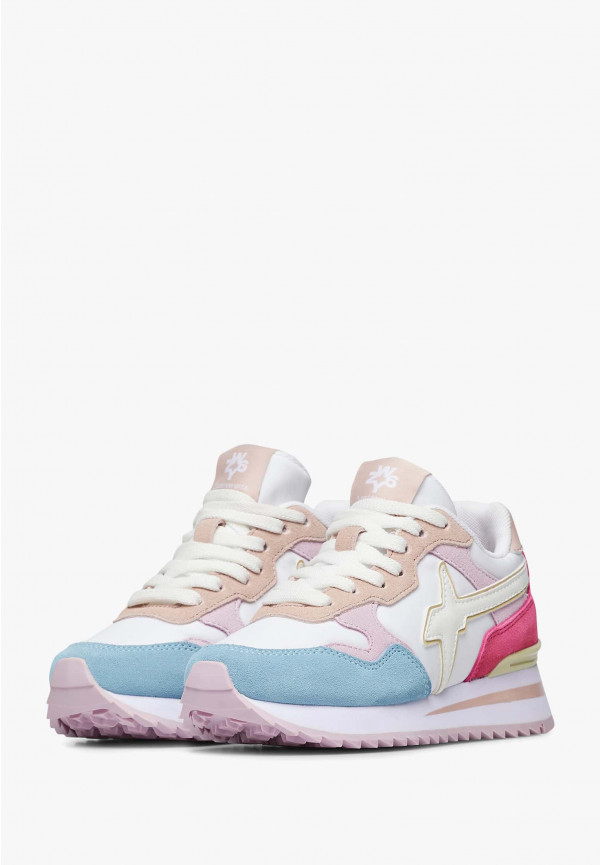 W6yz Sneakers in suede e tessuto tecnico Bianco-Rosa -YAK-J Vendite Flash