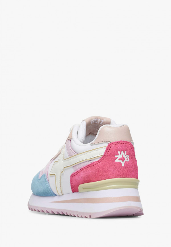 W6yz Sneakers in suede e tessuto tecnico Bianco-Rosa -YAK-J Vendite Flash