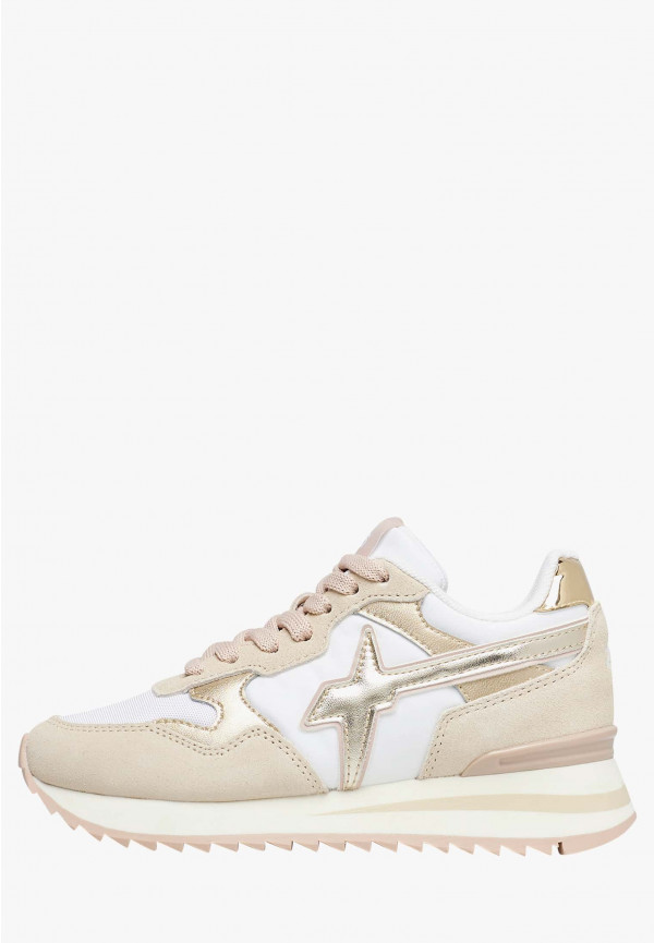 W6yz Sneakers in suede e tessuto tecnico Bianco-Beige -YAK-J Negozio