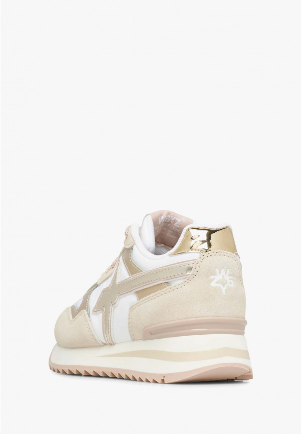 W6yz Sneakers in suede e tessuto tecnico Bianco-Beige -YAK-J Negozio