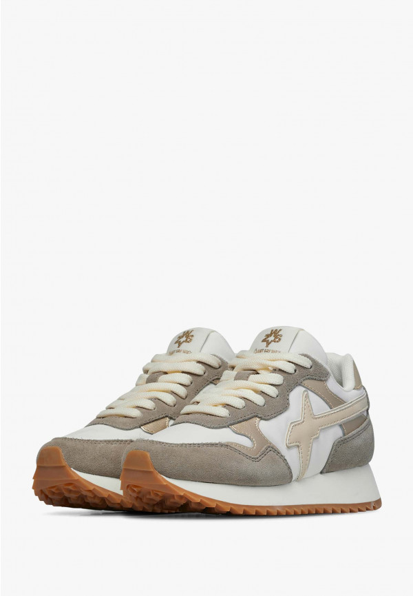 W6yz Sneakers in suede e tessuto tecnico Bianco-Marrone -YAK-J Nuovo