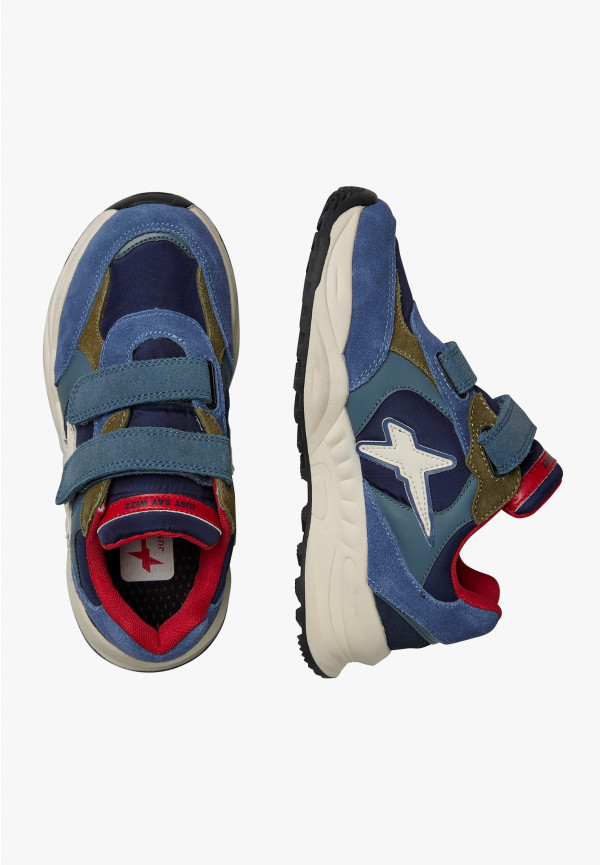 W6yz Sneakers in suede e tessuto tecnico Navy -CHEWINGUM JUNIOR VL Vendita