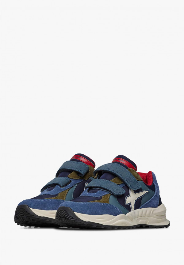 W6yz Sneakers in suede e tessuto tecnico Navy -CHEWINGUM JUNIOR VL Vendita