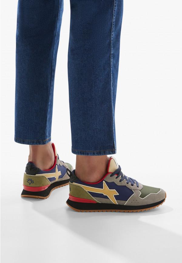 W6yz Sneakers in tessuto tecnico e suede Grigio-Blu -JET-M Sconto