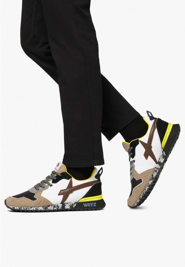 W6yz Sneakers in tessuto tecnico e suede Bianco-Grigio -JET-M Offerta