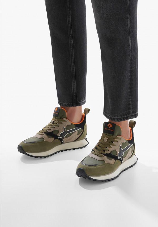 W6yz Sneakers in suede e tessuto tecnico Militare -LOOP-M I Più Venduti