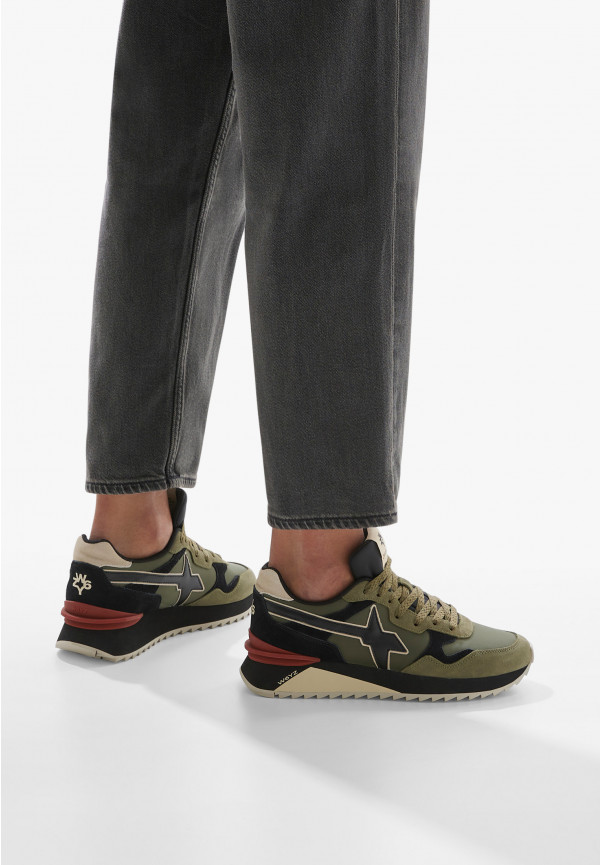 W6yz Sneakers in tessuto tecnico e suede Militare -YAK-M In Saldo