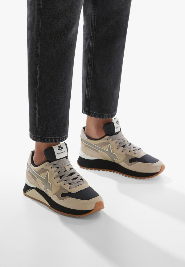 W6yz Sneakers in tessuto tecnico e suede Beige -YAK-M Saldi Di Fabbrica