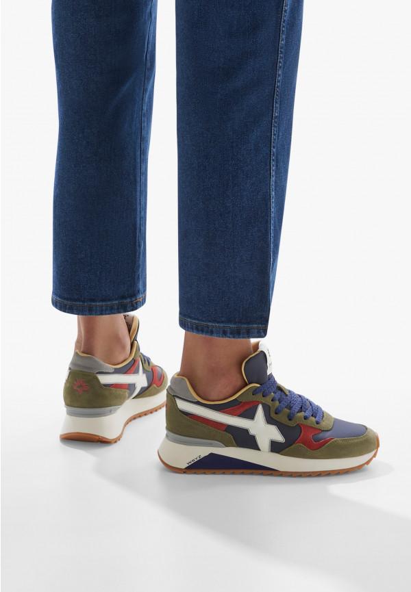 W6yz Sneakers in tessuto tecnico e suede Blu scuro -YAK-M Negozio