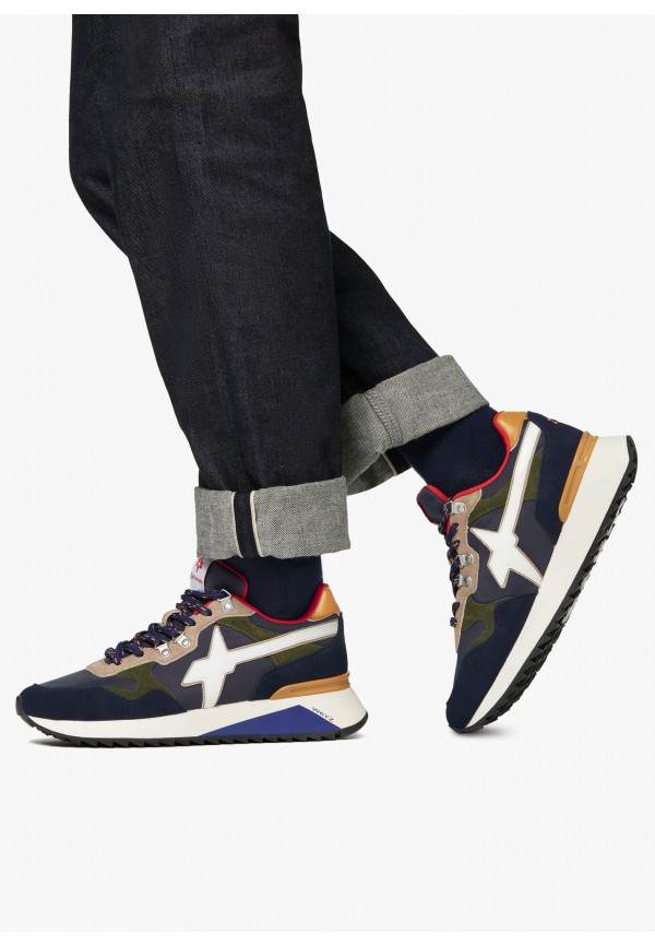 W6yz Sneakers in tessuto tecnico e suede Navy -YAK-M Italy