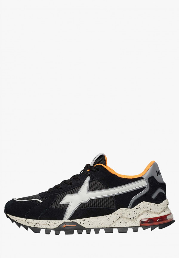W6yz Sneakers in suede e tessuto tecnico Bianco-Nero -BREEZE 3-M Vendita