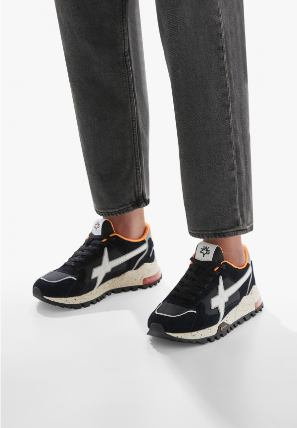 W6yz Sneakers in suede e tessuto tecnico Bianco-Nero -BREEZE 3-M Vendita