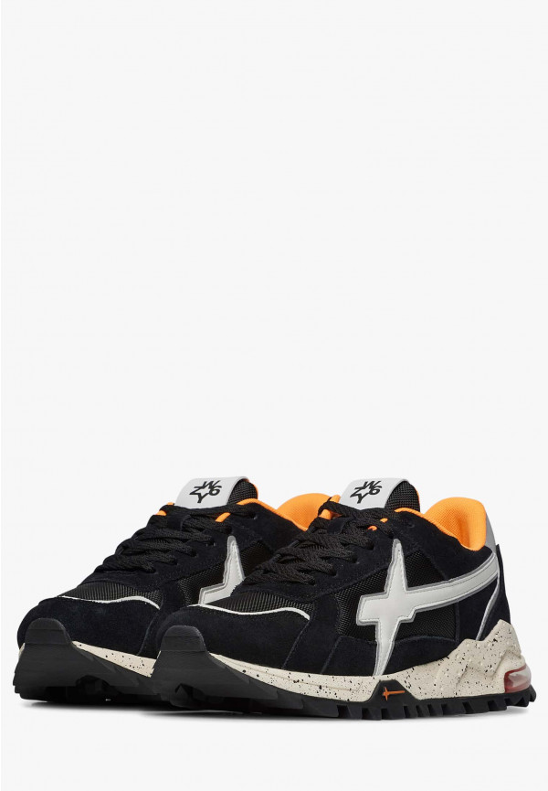 W6yz Sneakers in suede e tessuto tecnico Bianco-Nero -BREEZE 3-M Vendita
