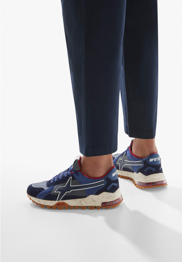 W6yz Sneakers in suede e tessuto tecnico Navy -BREEZE 3-M Promozione