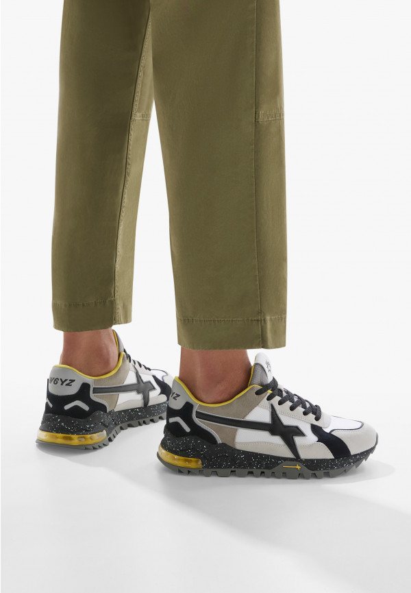 W6yz Sneakers in suede e tessuto tecnico Bianco-Grigio -BREEZE 3-M Spedizione Gratuita