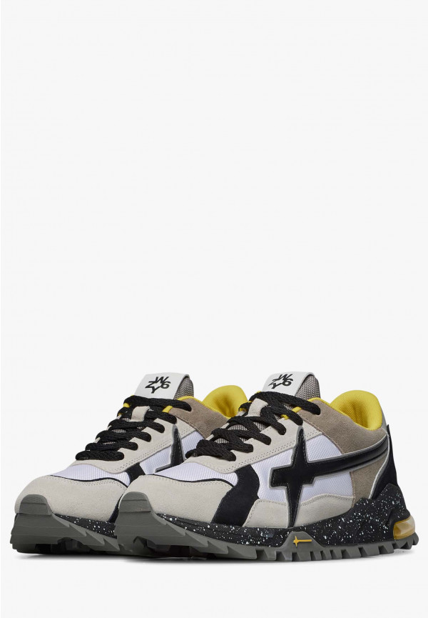 W6yz Sneakers in suede e tessuto tecnico Bianco-Grigio -BREEZE 3-M Spedizione Gratuita