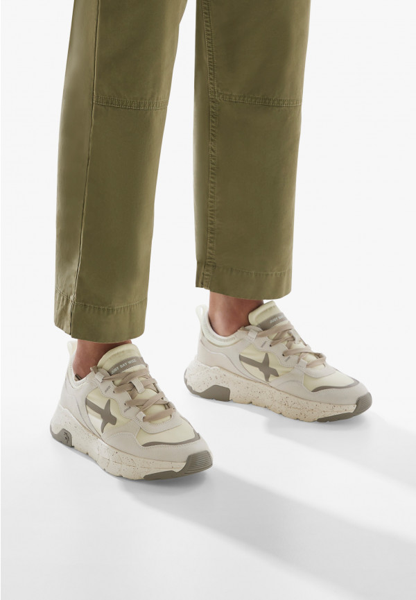 W6yz Sneakers in suede e tessuto tecnico Bianco panna -NEXT-M Qualità Garantita
