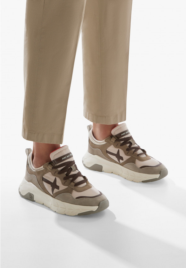 W6yz Sneakers in suede e tessuto tecnico Tortora -NEXT-M Negozi Online