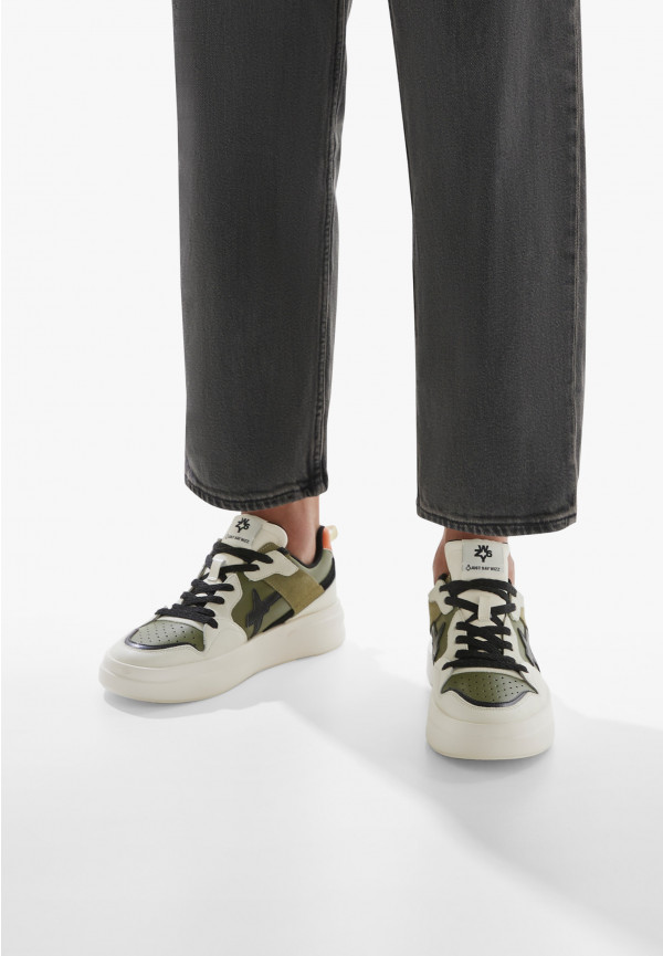 W6yz Sneakers in ecopelle e suede Militare -BOND 2-M Promozione Limitata